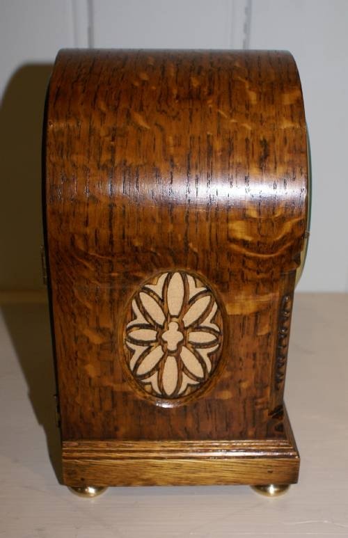 fig 1. small solid oak arch top bracket clock